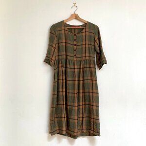 Pyne & Smith No.12 Linen Midi Dress in George Plaid